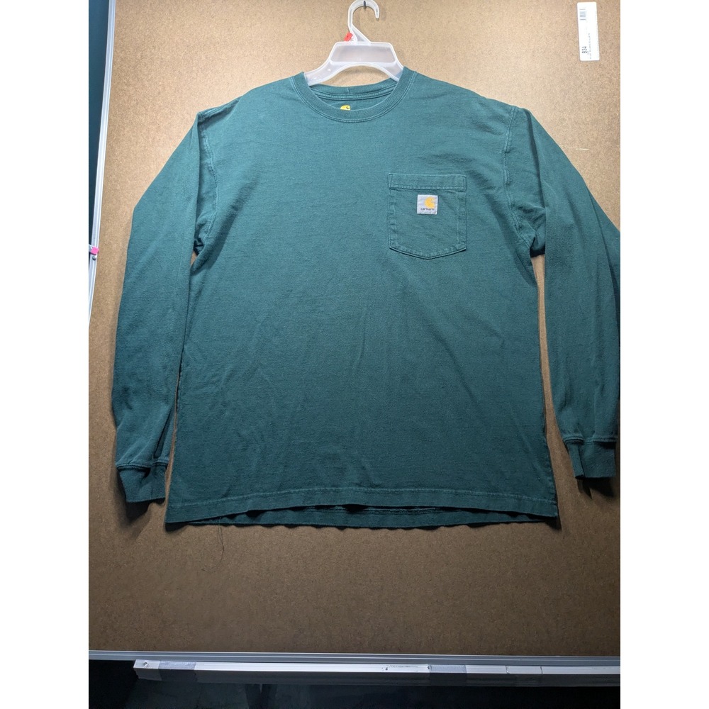 Carhartt Mens K126 Hunter Green Long Sleeve Pocket T-Shirt Size M Relaxed Fit